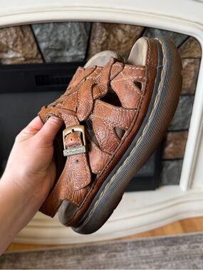 Dr. Martens Brown Leather Platform Fisherman Sandal with Buckle Vintage Y2K